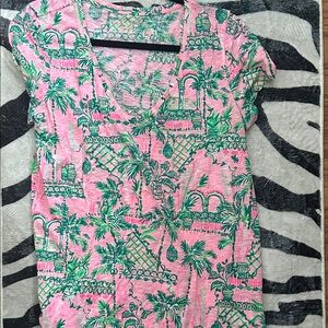 Lilly Pulitzer Pink and Green Tropical Top
